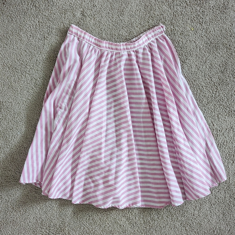 1980s Pink and White Striped Vintage Skirt